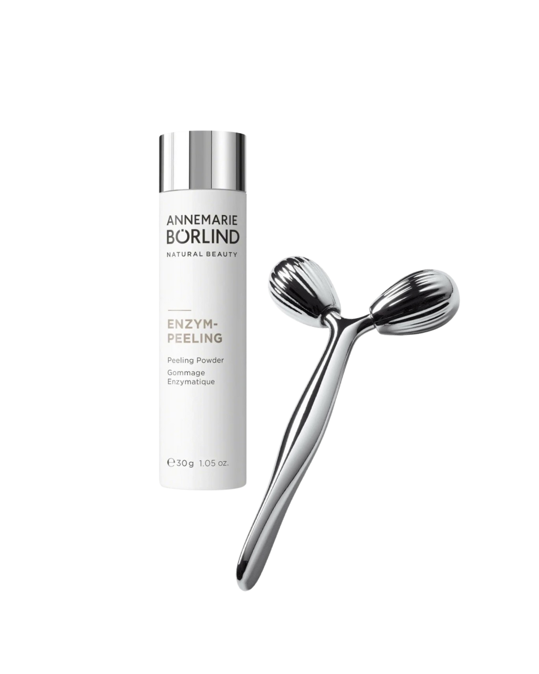 Enzympeeling von Annemarie Börlind, um
ca. € 38,– / Gesichtsroller von Payot, um € 31,–