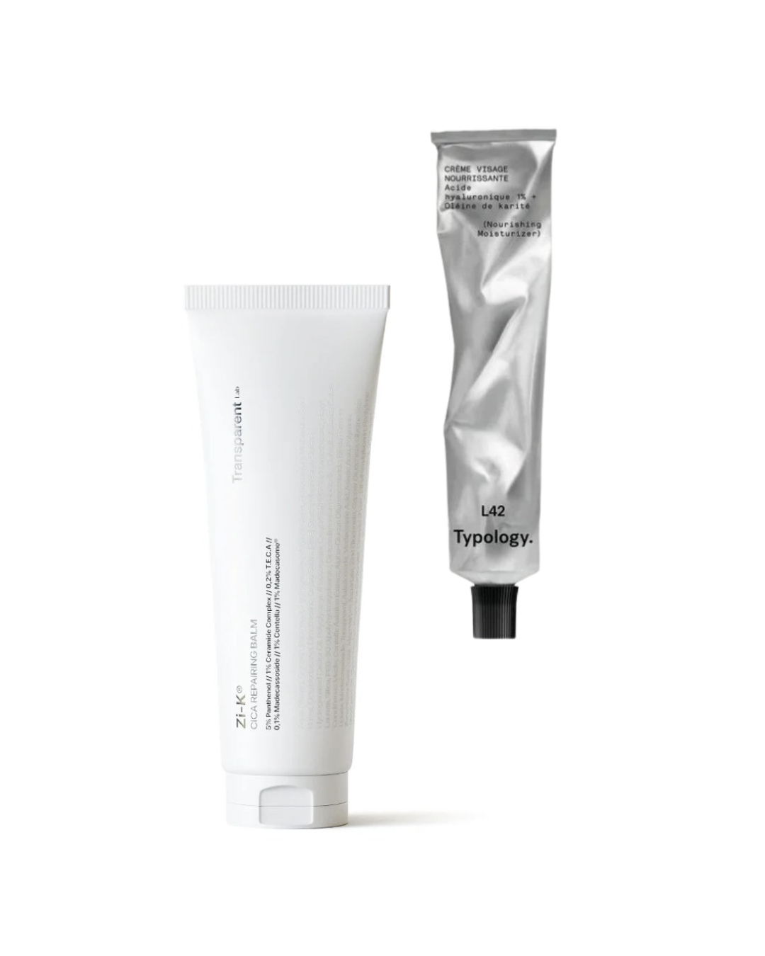 ZI-K Cica Repairing Balm von Transparent Lab, um ca. € 15,– / L42 Nährende Feuchtigkeitscreme von Typology, um € 29,50