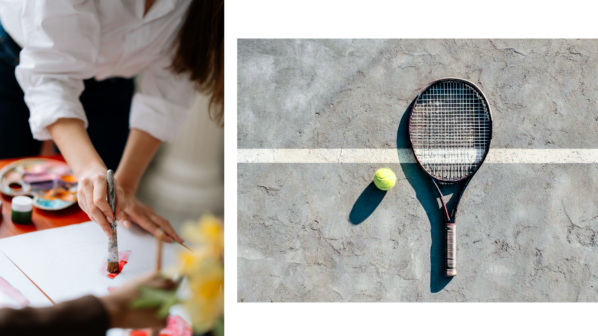 Neue Hobbys, Symbolfotos kreativ, Tennis